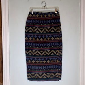 RTW Ready To Wind Down Union Made ILGWU Wool Blend Geometric Wrap Skirt USA Sz 6